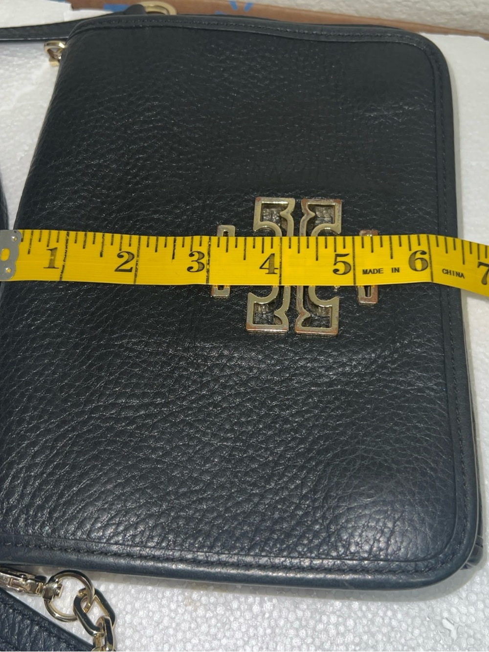 Tory Burch Black Pebbled Leather Crossbody with Gold Logo Accent - Picture 10 of 12